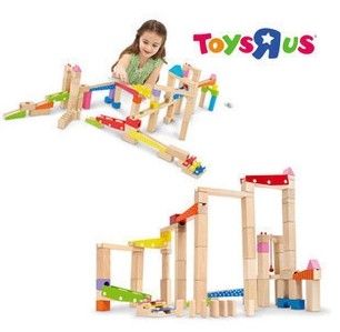  Wooden marble run roller coaster track baby kids enlighten brick toys