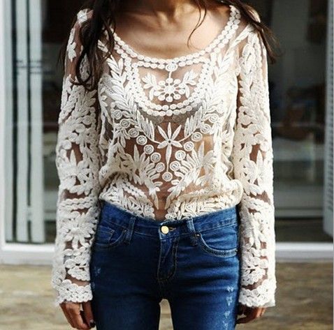 Fashion Womens Sexy Lace Sheer t-shirts Semi Embroidered Crochet Blouse Tops Long Sleeve Tee T-shirt gifts, Black
Fashion Womens Sexy Lace Sheer t-shirts Semi Embroidered Crochet Blouse Tops Long Sleeve Tee T-shirt gifts, Black