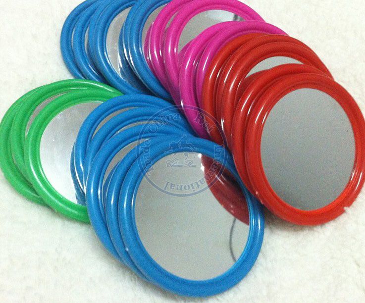 Portable Pocket Plastic Mirror Multi Color Simple Compact Hand Cosmetic