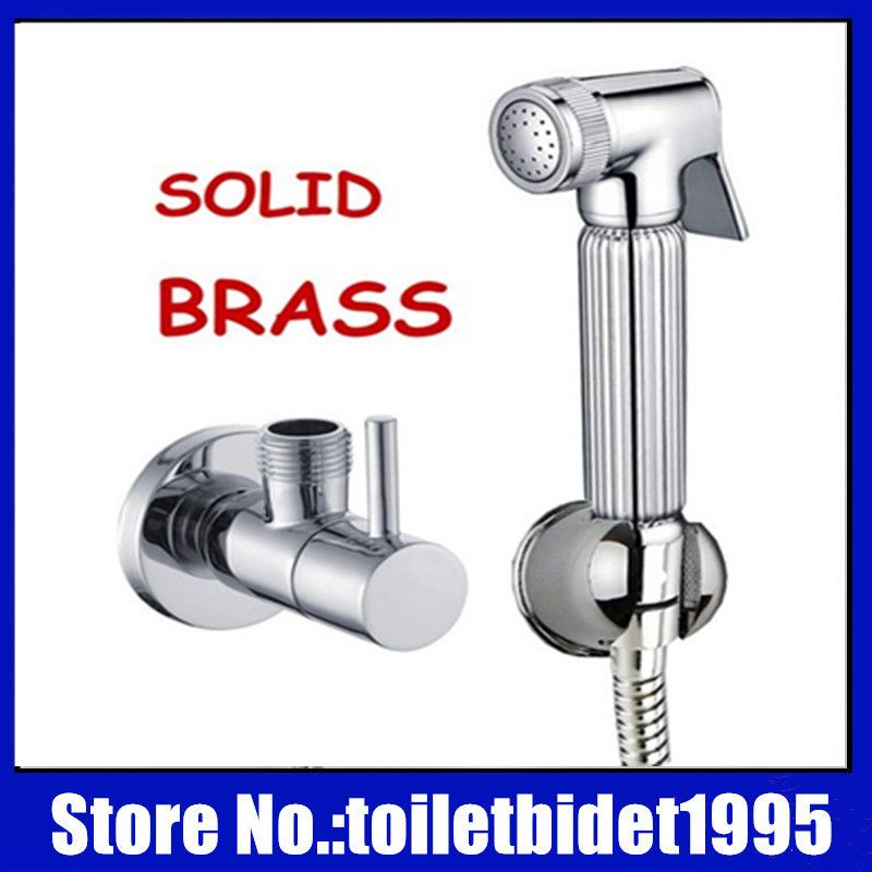 2017 Chromed Brass Hand Shower Head Kit, With Hose, Hook, Angle Valve