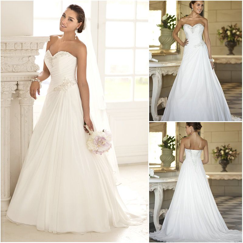 white a line wedding gowns