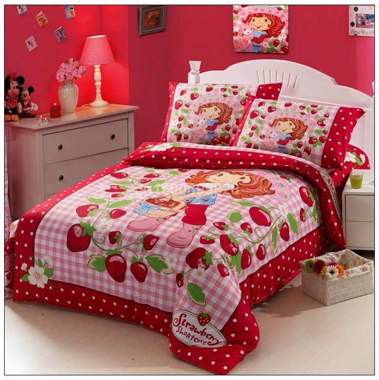 Strawberry Shortcake,100 Cotton Printing Bedding,Baby Kid Children