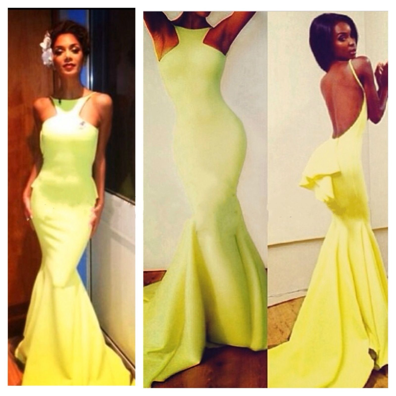 Michael Costello Mermaid Prom Dresses Nicole Scherzinger Bright Yellow