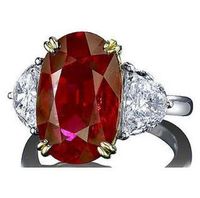 ... White Gold GIA Certified 7.24 Ct. Oval Cut Ruby Red Gemstone Diamond