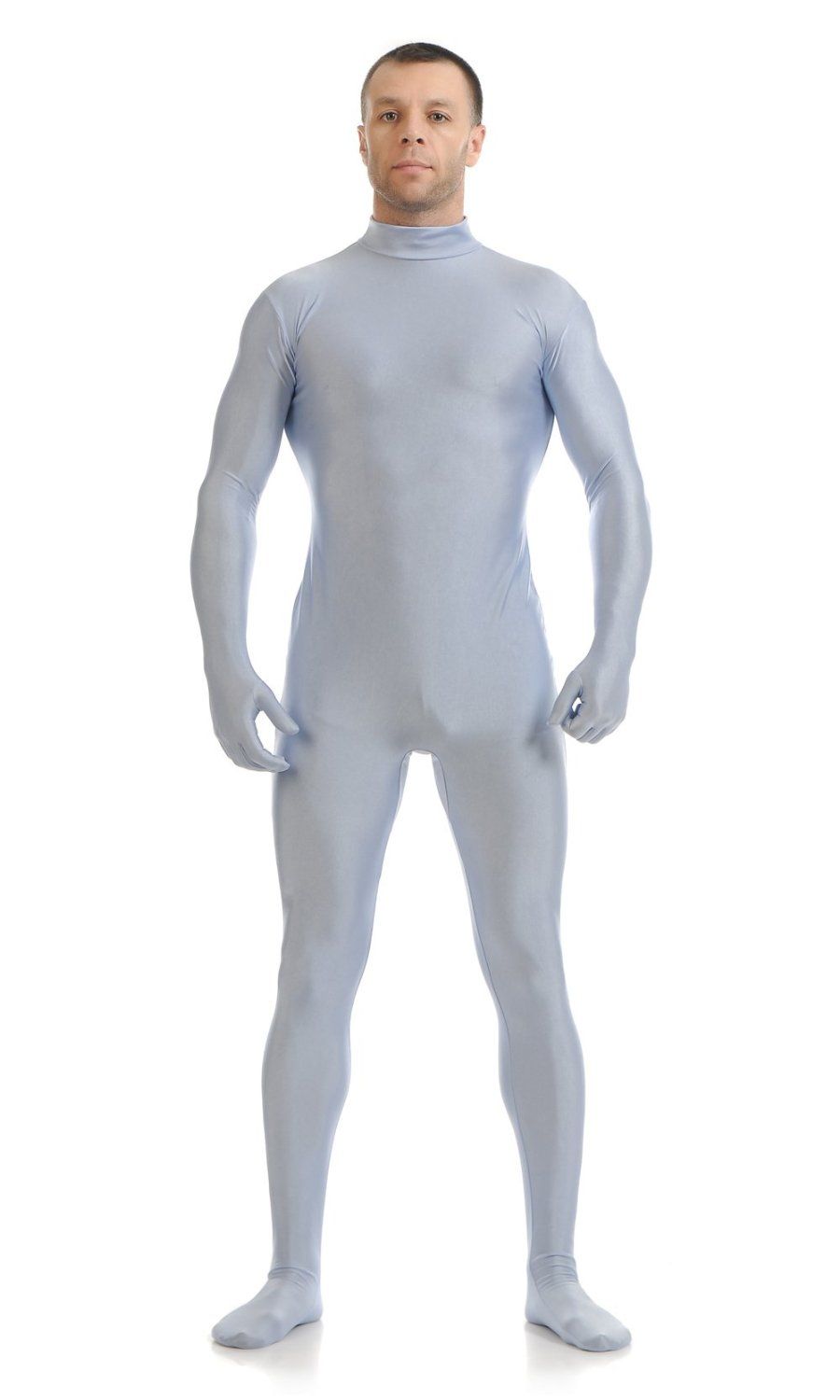 2017 Treasure Box Men's Grey Dancewear Lycra Spandex Zentai Unitard