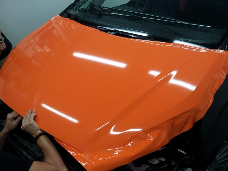 Gloss Orange Vinyl Foil For Car Wrapping Shiny Orange Glossy Film with Bubble Free Size 1