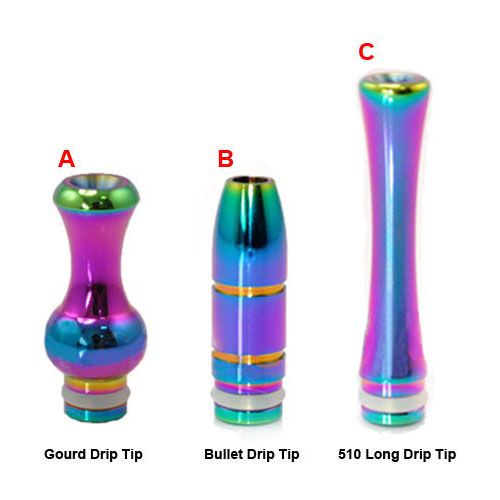 Most Beautiful Rainbow Drip Tip Stainless Steel 510 Long Drip Tip