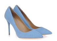 Ladies suede leather high heel Shoes pointed pillage shoes light blue ...
