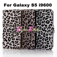 Wholesale For Galaxy S5 Sexy Leopard Flip PU Wallet Leather Case Cover With Credit Card Slots Pouch PC Shell inner For Samsung Galaxy S5 S i9600