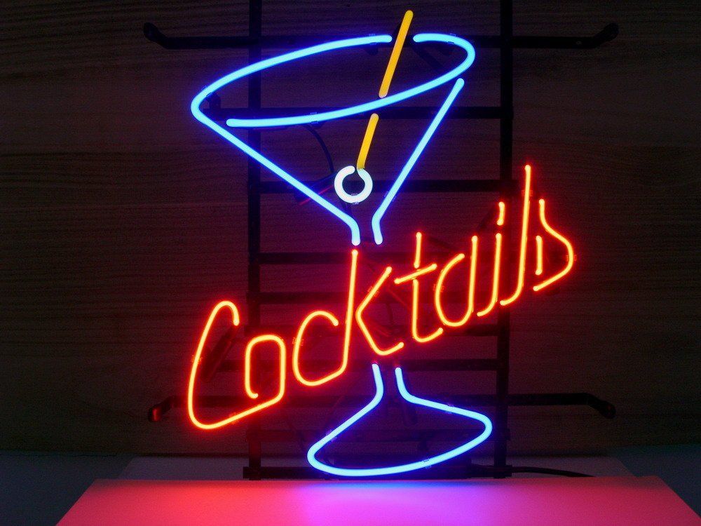 2018 cocktails neon lumière verre neon lumière signe barre de bière