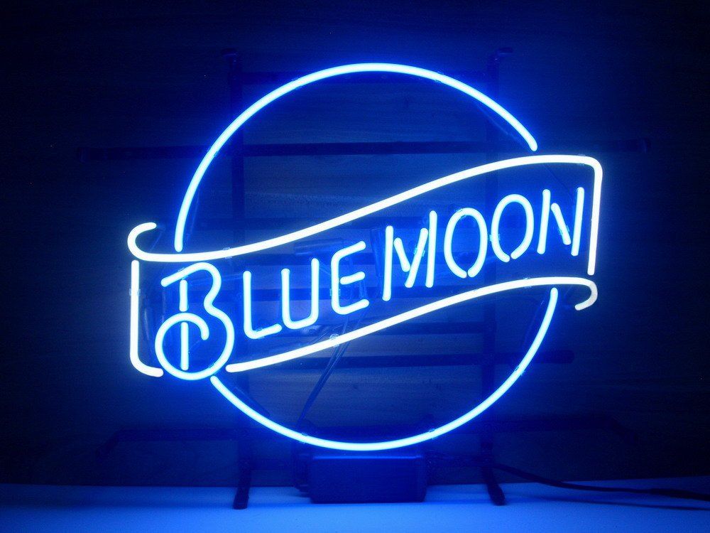 2017 New Blue Moon Real Glass Neon Light Sign Home Beer