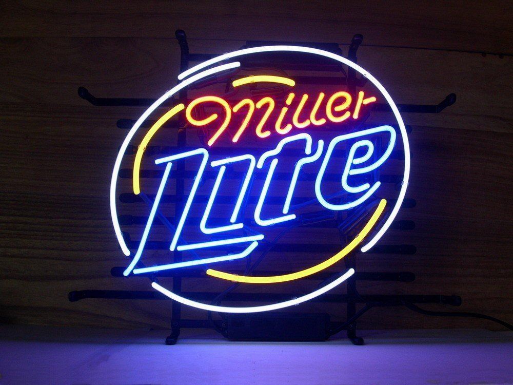 2017 New Miller Lite Real Glass Neon logo Home Beer