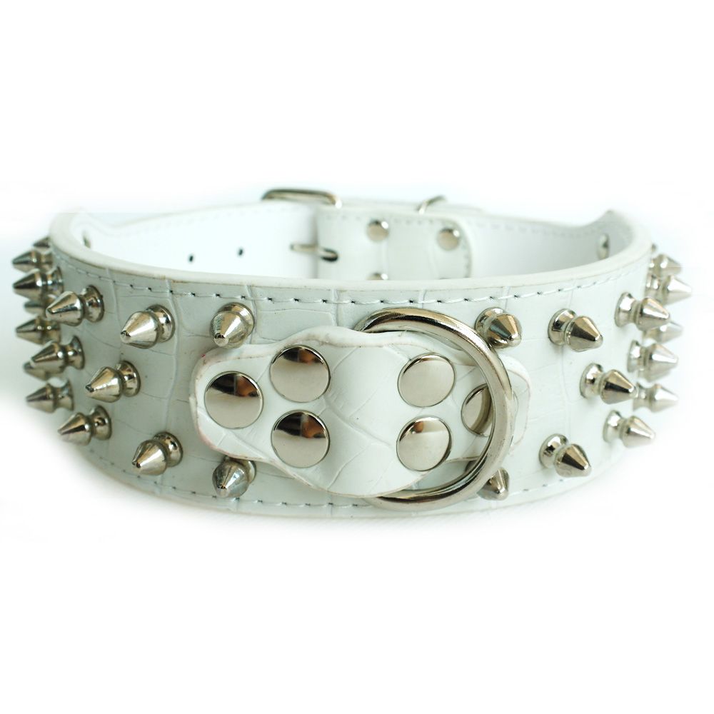 Brand New White Leather Dog Collar Leather Spiked Dog Collars for ... Brand New White Leather Dog Collar Leather Spiked Dog Collars for ...