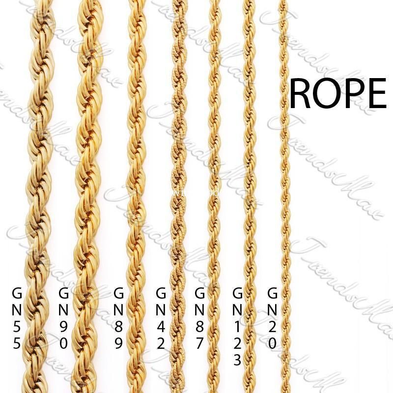 2017 Wholesale 3/4/5/ 24k Gold Filled Plated Necklace Chain Rope Mens