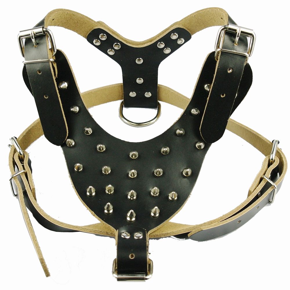 2017 Spiked Leather Dog Harness Bullterrier Pitbull 26 34 Leather Dog