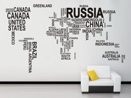 Map Of The World Sticker 2016 Map World Words World Map Wall Sticker Map of the World for Learning Study Black