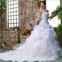 wedding dress with a long trail