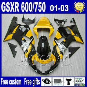 Suzuki için Abs Fairing Kiti GSX-R 600/750 K1 2001-2003 GSXR 600 750 01 02 03 Sarı Siyah Moto Bodywork Fairings Uy61