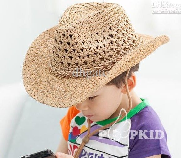 2017 Boy Cowboy Straw Hats Children Straw Hat Fashion Kids Jazz Hats