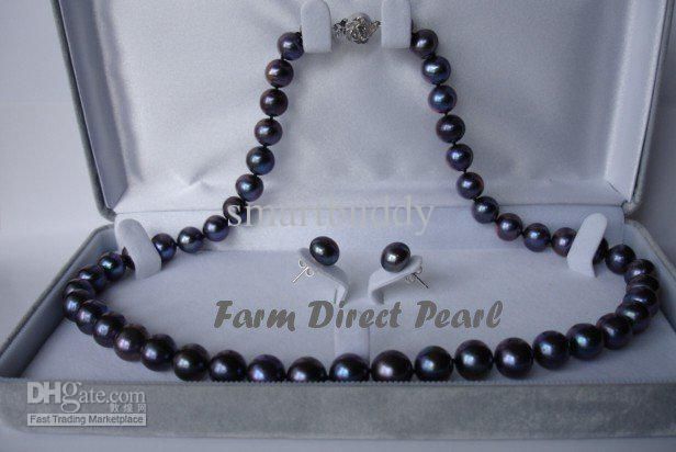 New Fine Pearl Jewelry Genuine ROUND 18INCHES 9-10mm Black Pearls Necklace Earring Set
New Fine Pearl Jewelry Genuine ROUND 18INCHES 9-10mm Black Pearls Necklace Earring Set