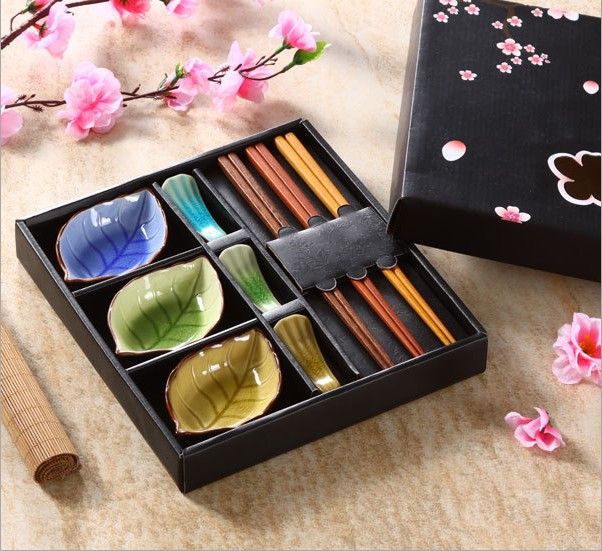 2017 Multicolor Ceramic Sushi Serving Set For 3 Person Japanese Style