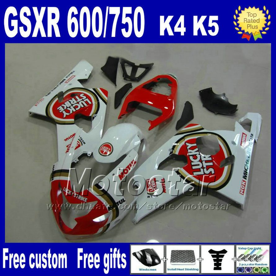 7gifts Fairing kit for SUZUKI GSXR 600 750 2004 2005 GSXR600 04 K4 GSXR750 05 red white LUCKY STRIKE moto fairings set Fb50, Multi-color
7gifts Fairing kit for SUZUKI GSXR 600 750 2004 2005 GSXR600 04 K4 GSXR750 05 red white LUCKY STRIKE moto fairings set Fb50, Multi-color