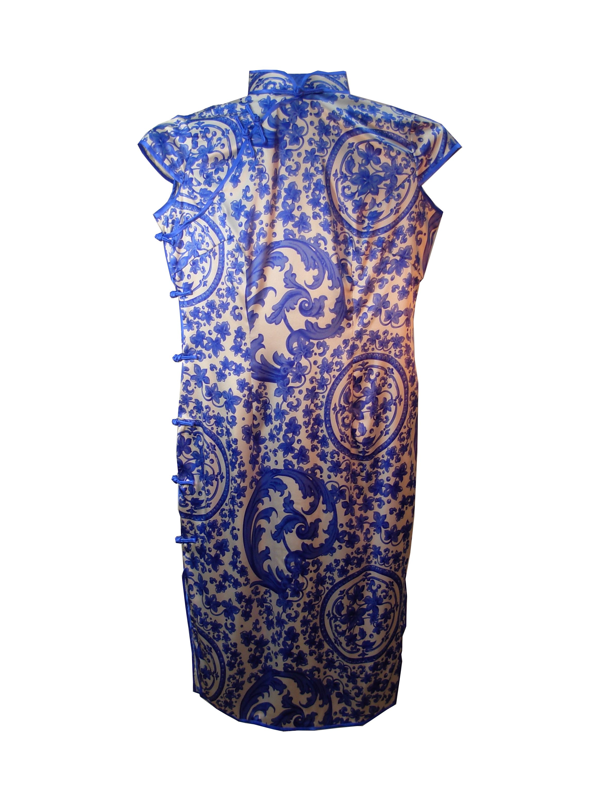 Blue Silk Dress, Cheongsam, Chinoiserie, Natural Fibre, Silkworm Fiber