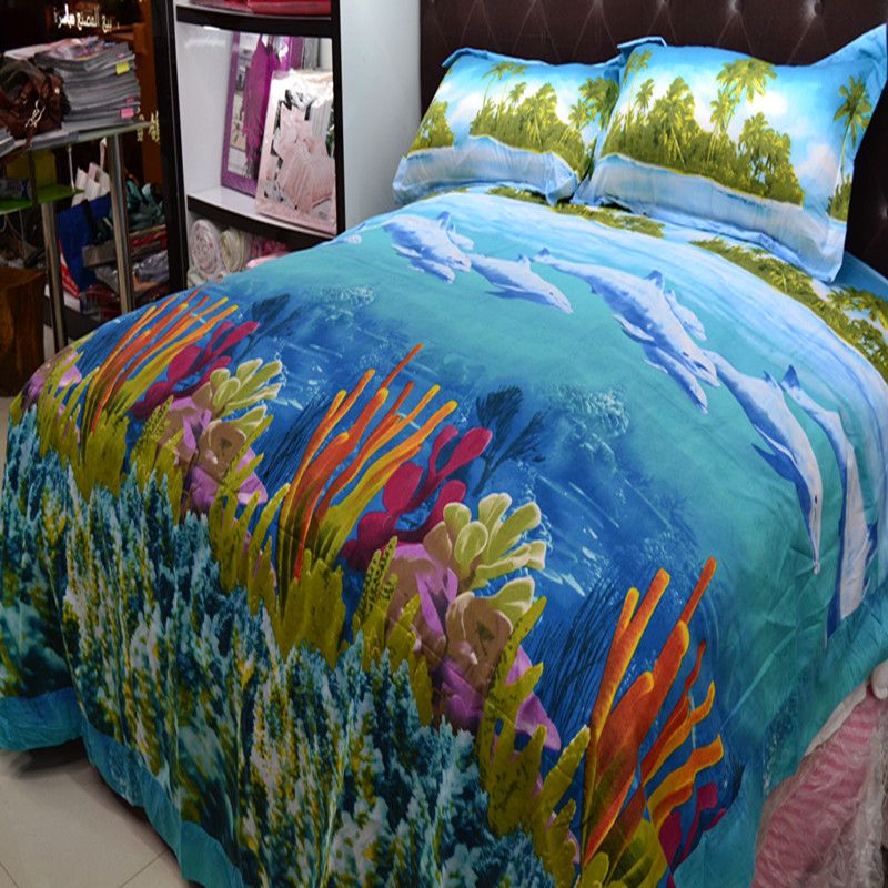 Ywxuege The Undersea World Sea Creatures Coral And Fish Blue Bedding