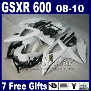2008 2009 2010 SUZUKI GSX-R600 için motosiklet parçaları / 750 K8 marangozluk GSXR 600 750 08 09 10 siyah beyaz kaplama kaporta kiti