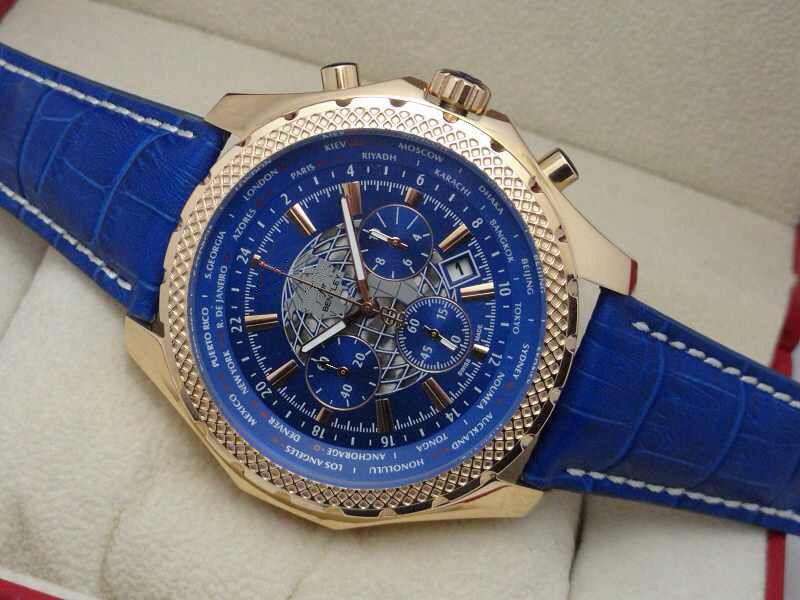 Luxury Rose Gold 18k Men Watches Blue Face Genuine Leather Date Swiss 1884 Limited Edition Dive