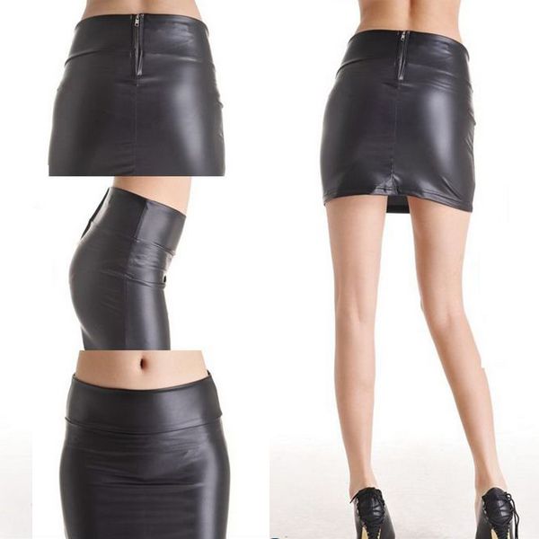 2017 Women Sexy Stretch Pu Leather Skirt Skin Tight Render Short ...