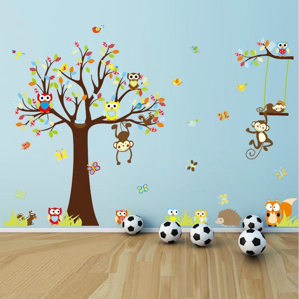 150*234cm Cute Colorful Animal Pvc Removable Wall Stickers/ Zooyoo New