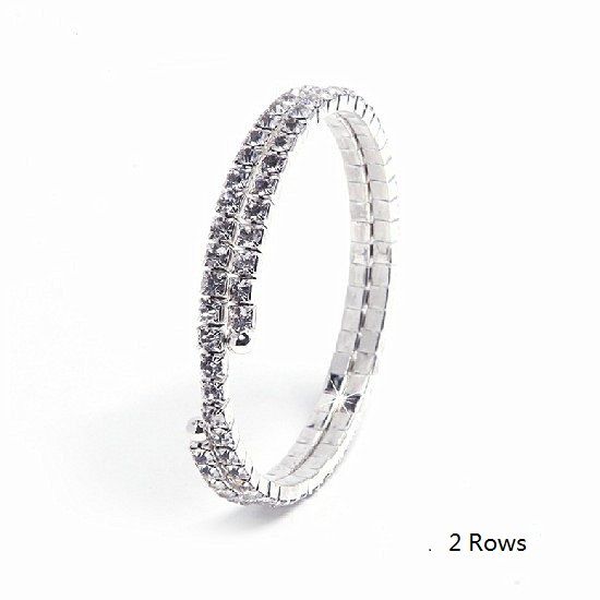 Sparkly Silver Full Rhinestone Crystal Diamante Bridesmaid Bangle Bracelets