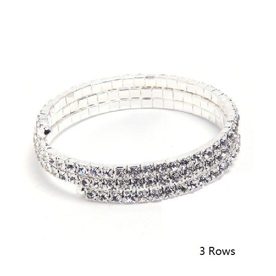 Sparkly Silver Full Rhinestone Crystal Diamante Bridesmaid Bangle Bracelets
