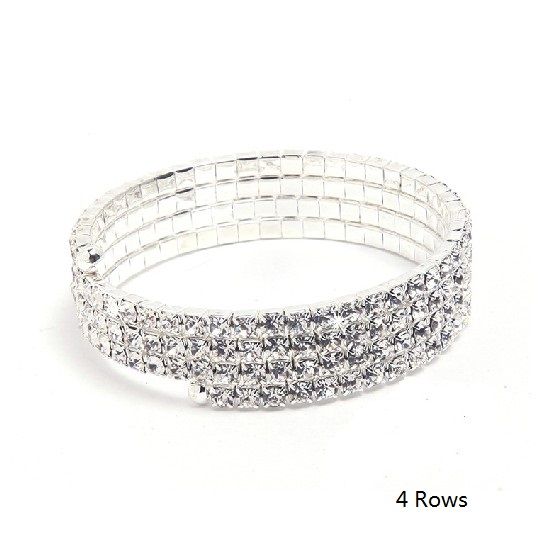 Sparkly Silver Full Rhinestone Crystal Diamante Bridesmaid Bangle Bracelets