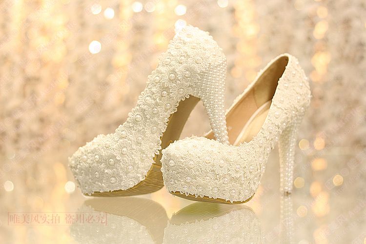 Ivory Lace Wedding Shoes With Applique Beads Pearl Ivory Wedding Shoes ...