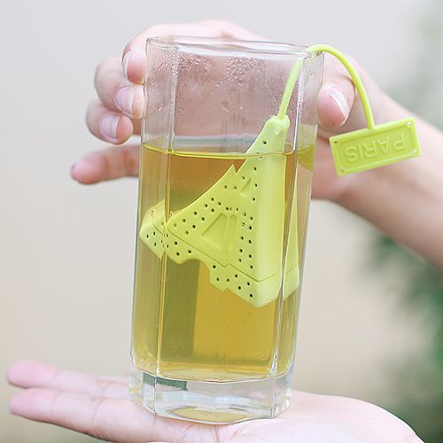 

Eiffel Tower Silicone Loose Tea Strainer Herbal Spice Infuser Tea Leaf Filter Spoon Diffuser Green Orange Hot pink
