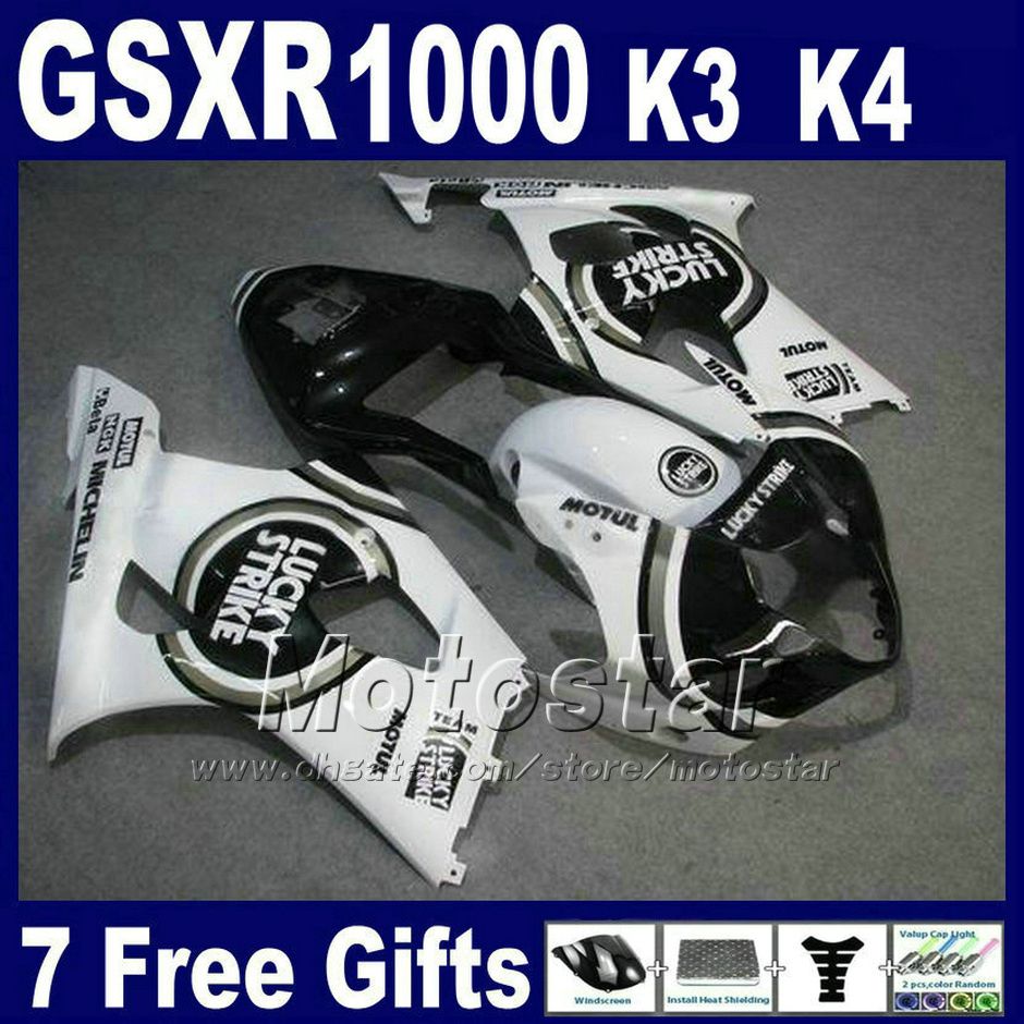 high quality fairings set for 2003 2004 suzuki k3 gsxr 1000 white black lucky strike gsxr1000 03 gsxr1000 04 fairing kit gh38, Multi-color
high quality fairings set for 2003 2004 suzuki k3 gsxr 1000 white black lucky strike gsxr1000 03 gsxr1000 04 fairing kit gh38, Multi-color