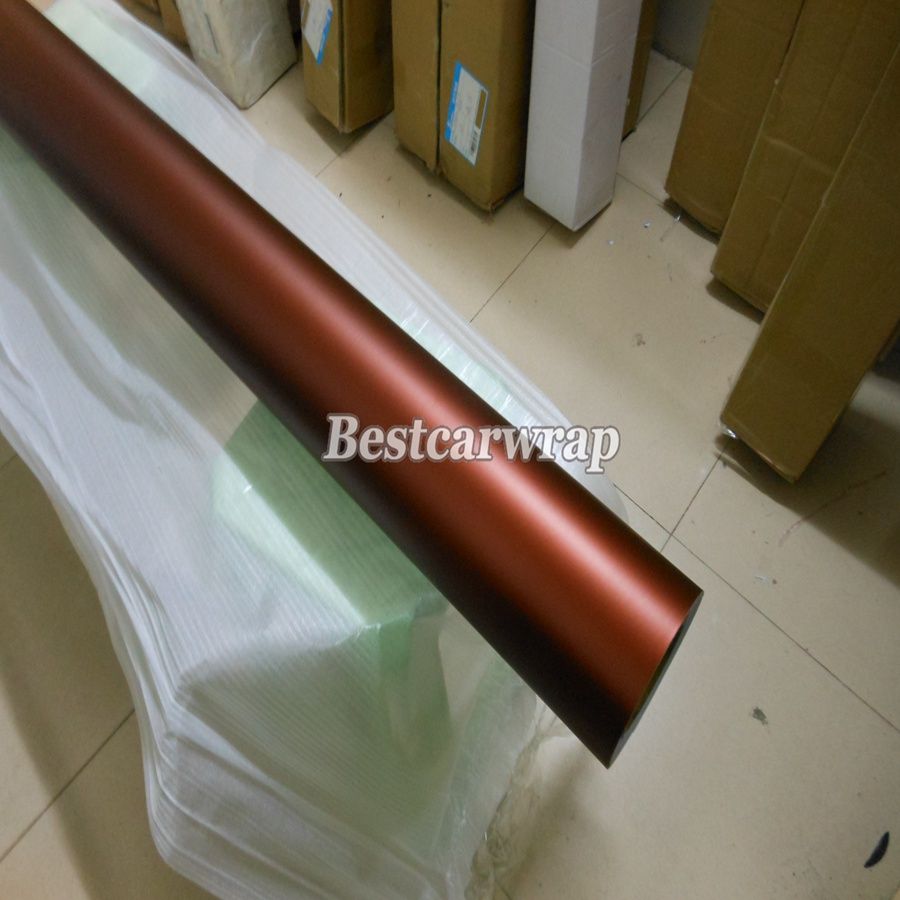 Brown Satin chrome Vinyl Car Wrap Film With air bubble free air release for whole car wrap covering Size 1.52x20m/Roll 5x66ft