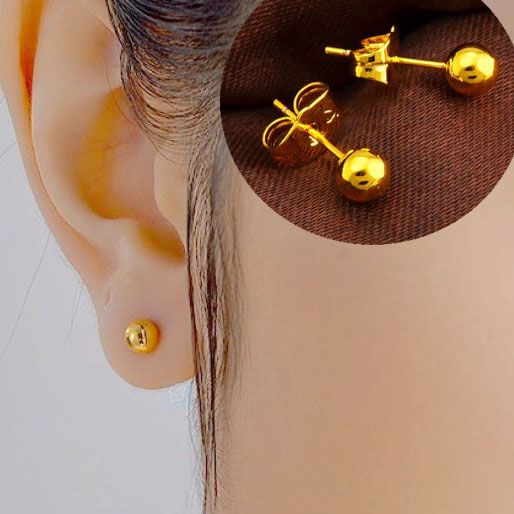 whole fine 24k gold plated slippy bead transfer stud earring womenDangle stud earring earrings bride earring Women shippi314e92889