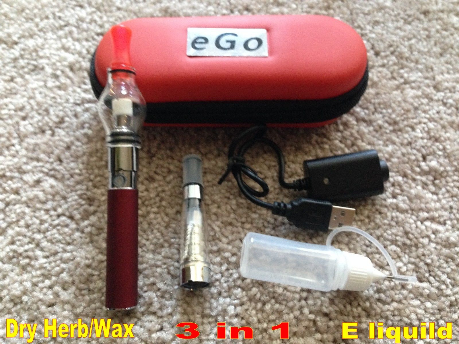 3 In 1 Dry Herb Herbal & Wax Vaporizer Ego T Battery Electronic