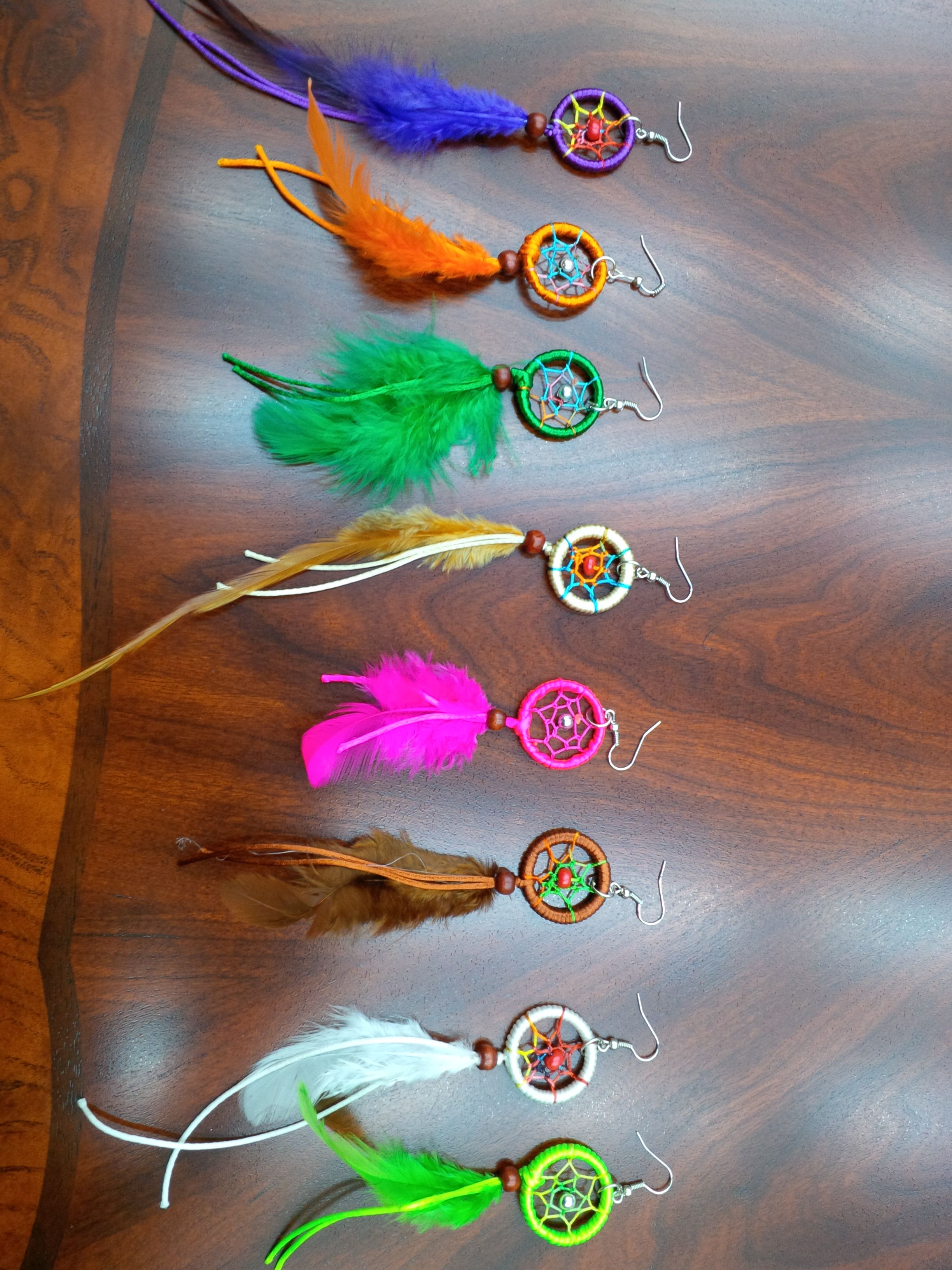 DIY Dream Catcher Earring Handmade Birthday Gift Colorful Feather