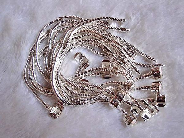 Бесплатно 5 шт. S925 серебро P змея цепи бисера подходят европейские браслеты 21.5 см