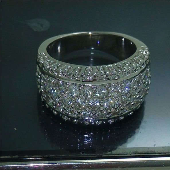 Luxurious Size 5/6/7/8/9/10 Fashion jewelry High quality 10kt white gold filled white topaz women wedding Ring set gift