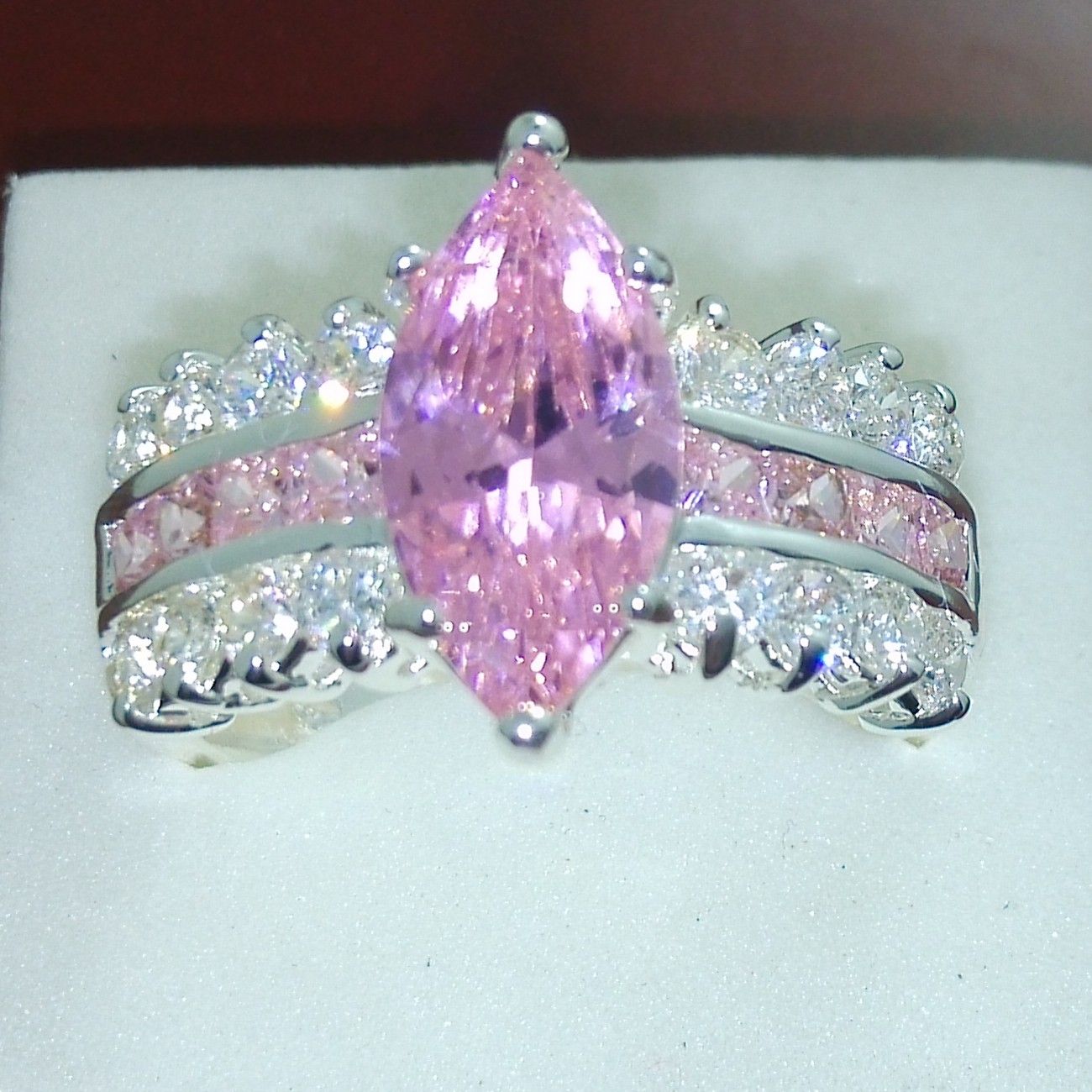 Size 6/7/8/9 Fashion jewelry High quality 925 sterling silver PINK sapphire Gem Women Wedding Ring gift
