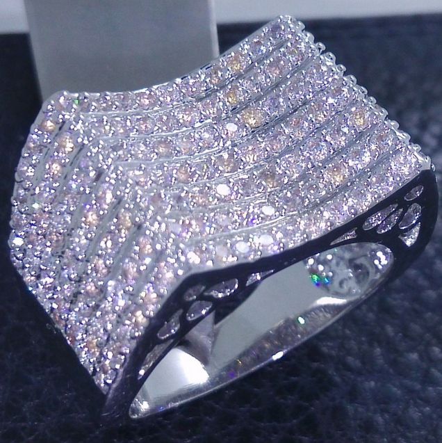 Free shipping low price 168pcs white topaz Fashion jewelry 10 kt white gold filled Gem women Wedding Ring gift