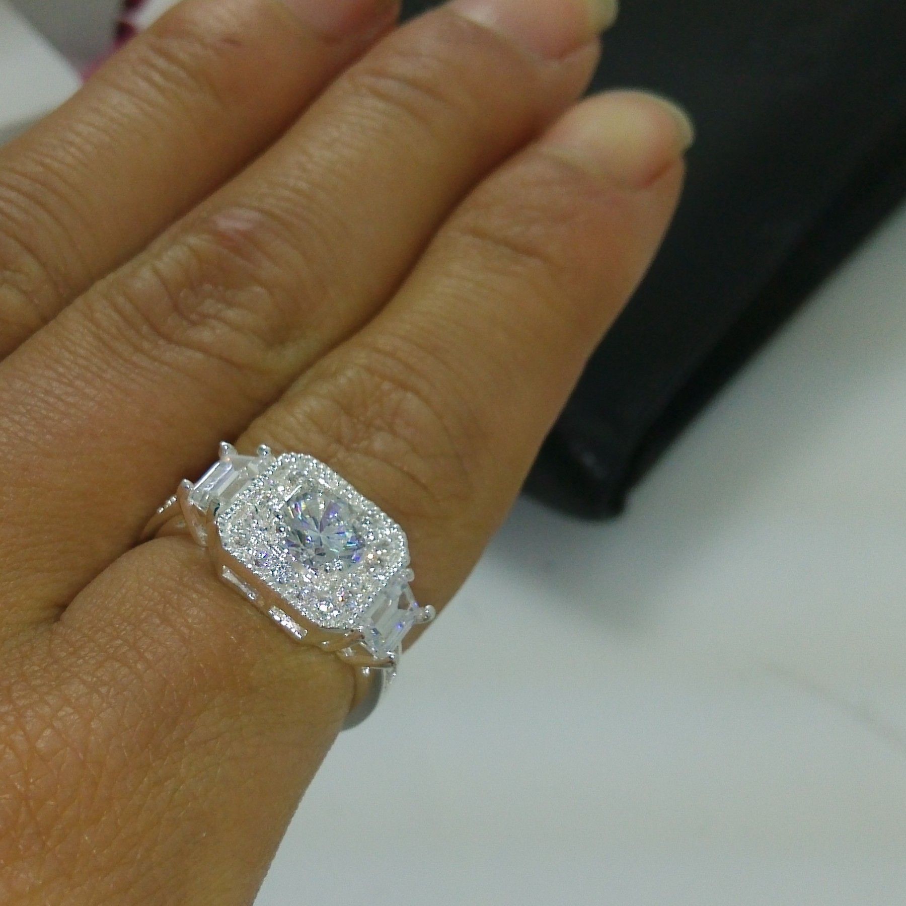 NEW 100% Brand free shipping Fine Jewelry 925 sterling silver white topaz cubic zirconia CZ women wedding Ring size 5/6/7/8/9/10/11/12