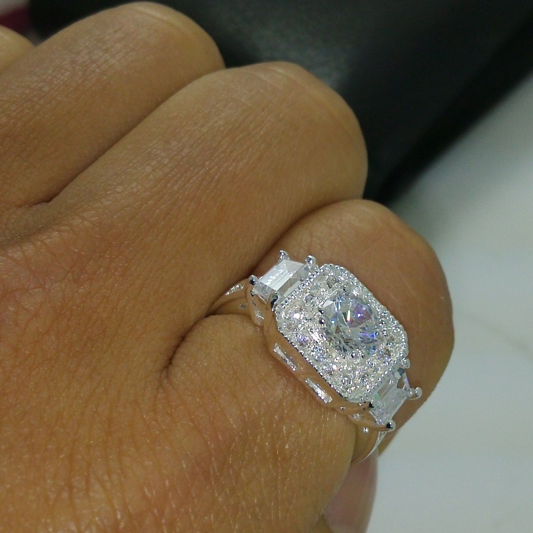 NEW 100% Brand free shipping Fine Jewelry 925 sterling silver white topaz cubic zirconia CZ women wedding Ring size 5/6/7/8/9/10/11/12