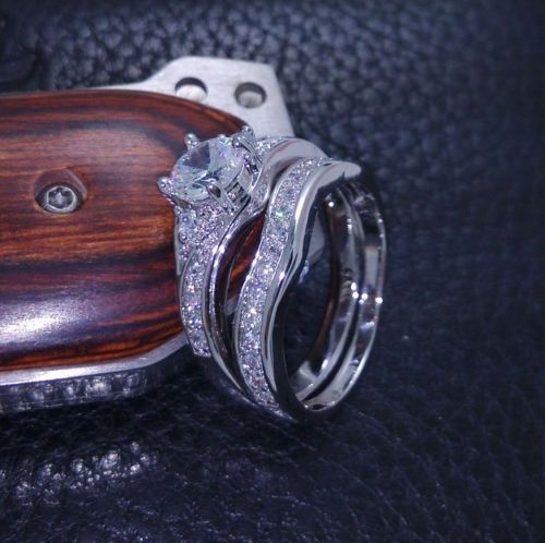 size 6/7/8/9/10 100% Brand design new fashion jewelry 10kt white gold filled white topaz CZ Gem women weddiing ring set gift