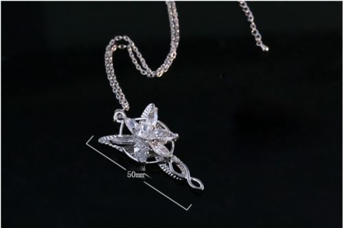 Fashion Jewelry COOL The LOTR 18K White Gold filled Arwen Evenstar White Sapphire CZ Necklace Pendant for wedding gift